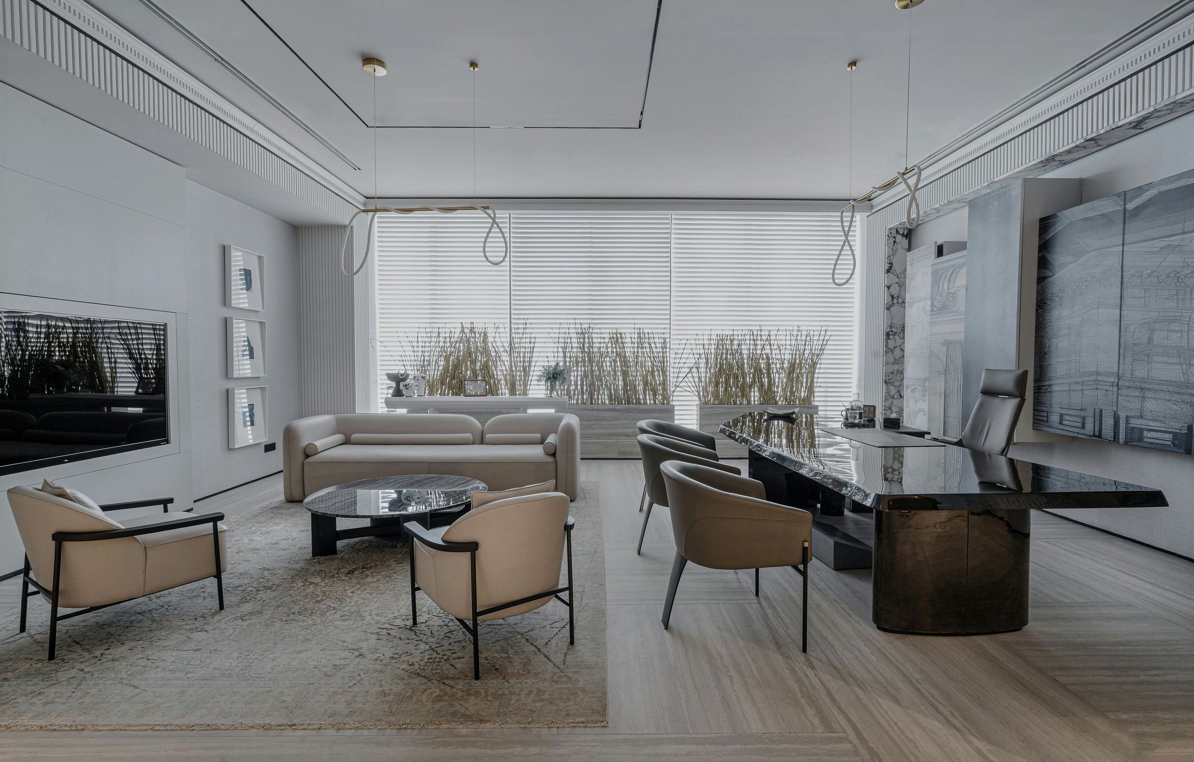 Executive office interior with luxury modern finishes